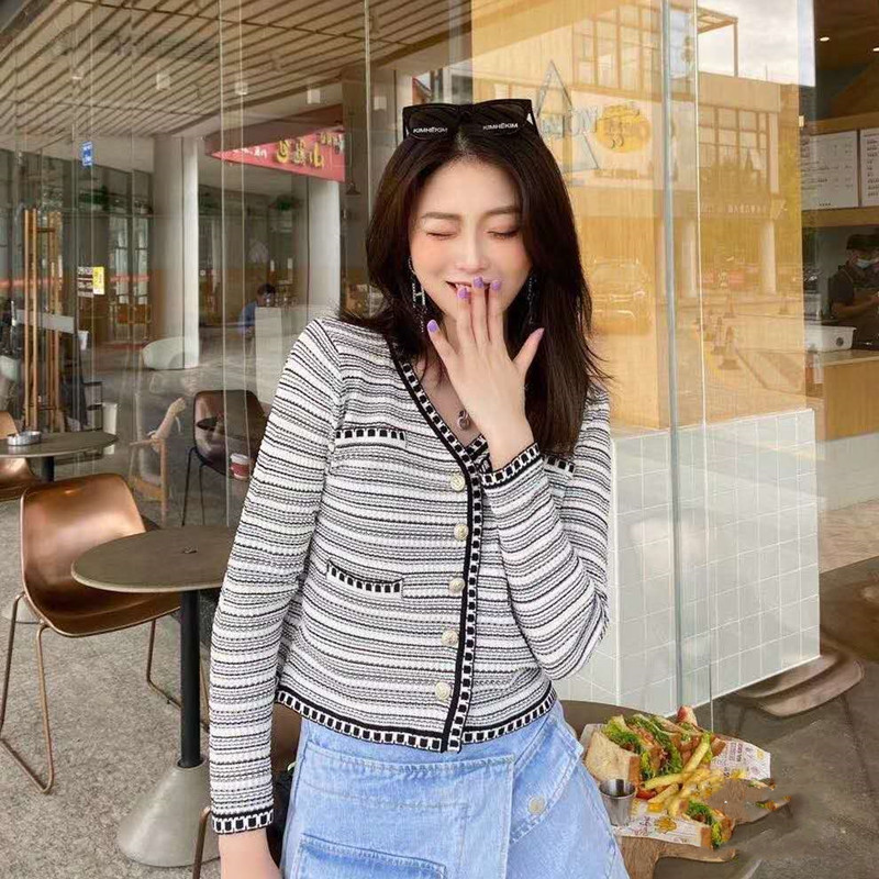 SUXI Áo cardigan dệt kim mỏng dáng rộng họa tiết kẻ sọc phong cách Hàn Quốc cho nữ phù hợp vào mùa hè