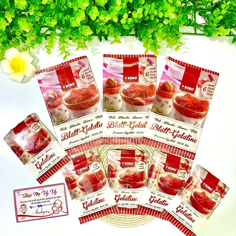 Bột gelatin sudo Đức làm thạch, puding, rau câu, chip chip làm kẹo cho bé [date 2023]