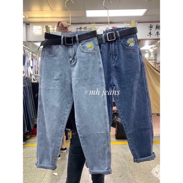 quần bò Baggy hoa cúc hot trend