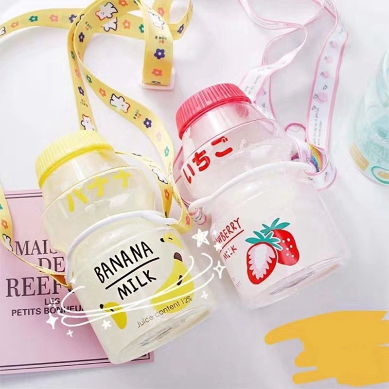 Bình Nước Nhựa Trong Suốt 480Ml Hình Hộp Sữa Yakult Đáng Yêu