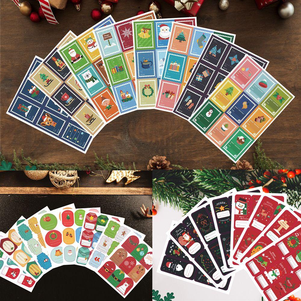WTTLE Set 16 Tấm Nhãn Dán Giấy Trang Trí Túi Bánh Kẹo Giáng Sinh