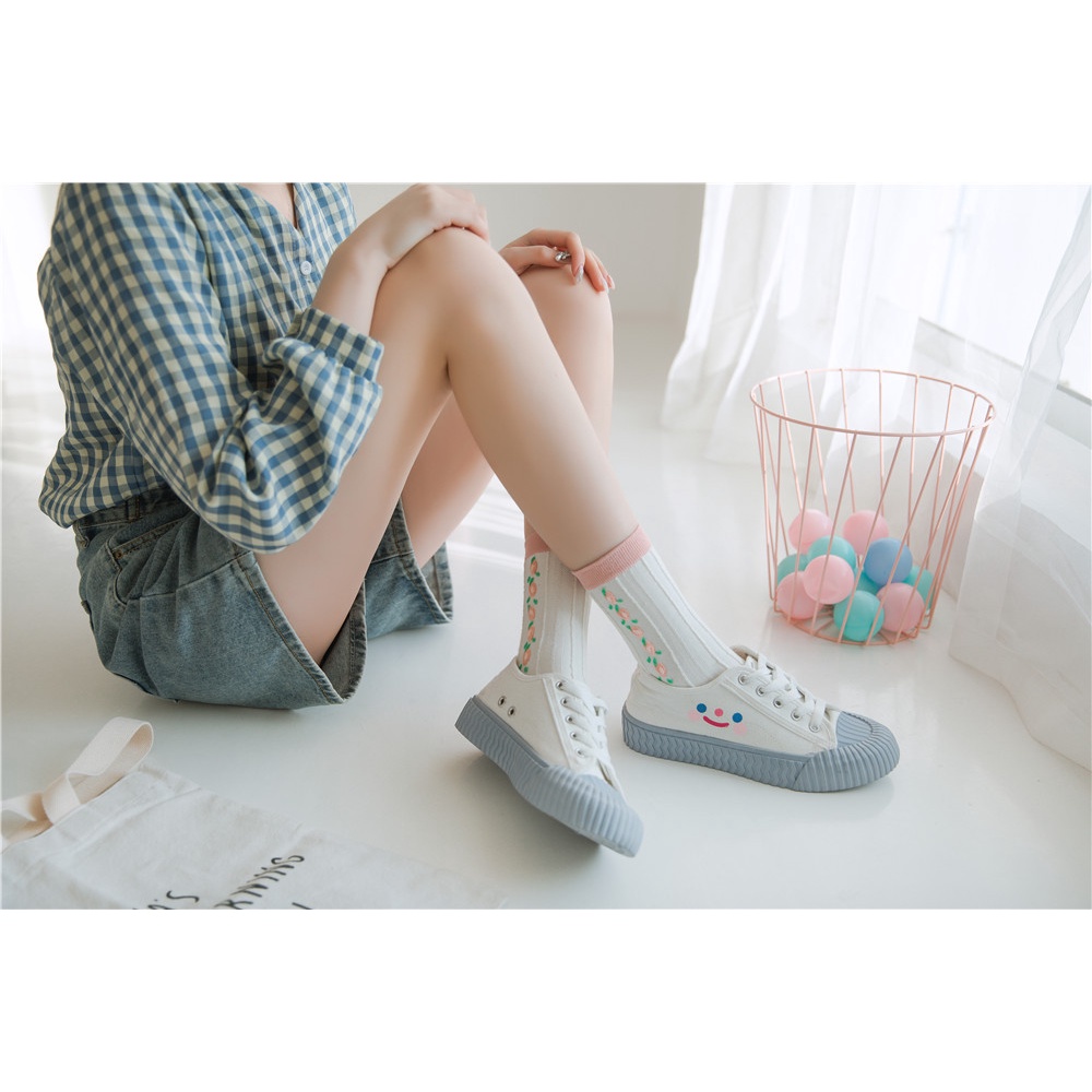 Tất vớ nữ cổ cao màu ngọt ngào vintage phong cách Hàn quốc VNN