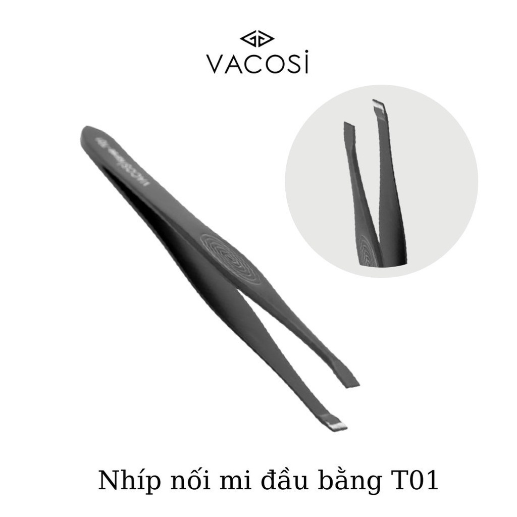 Nhíp​ nối mi, nhíp gắp đầu bằng Vacosi T01 hỗ trợ thao tác‪ dễ﻿ dàng