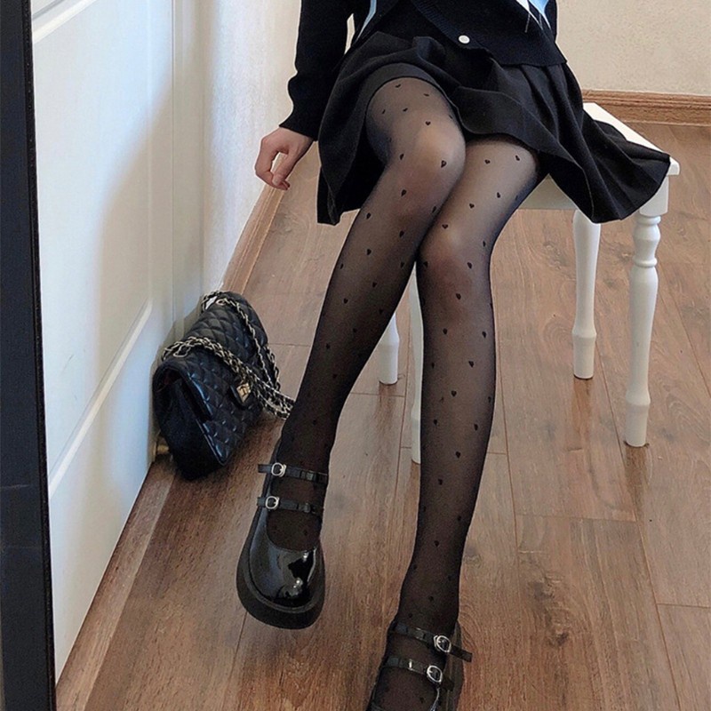 Quần Tất Xuyên Thấu In Hình Trái Tim Đáng Yêu 10mk Phong Cách Nhật Bản | BigBuy360 - bigbuy360.vn