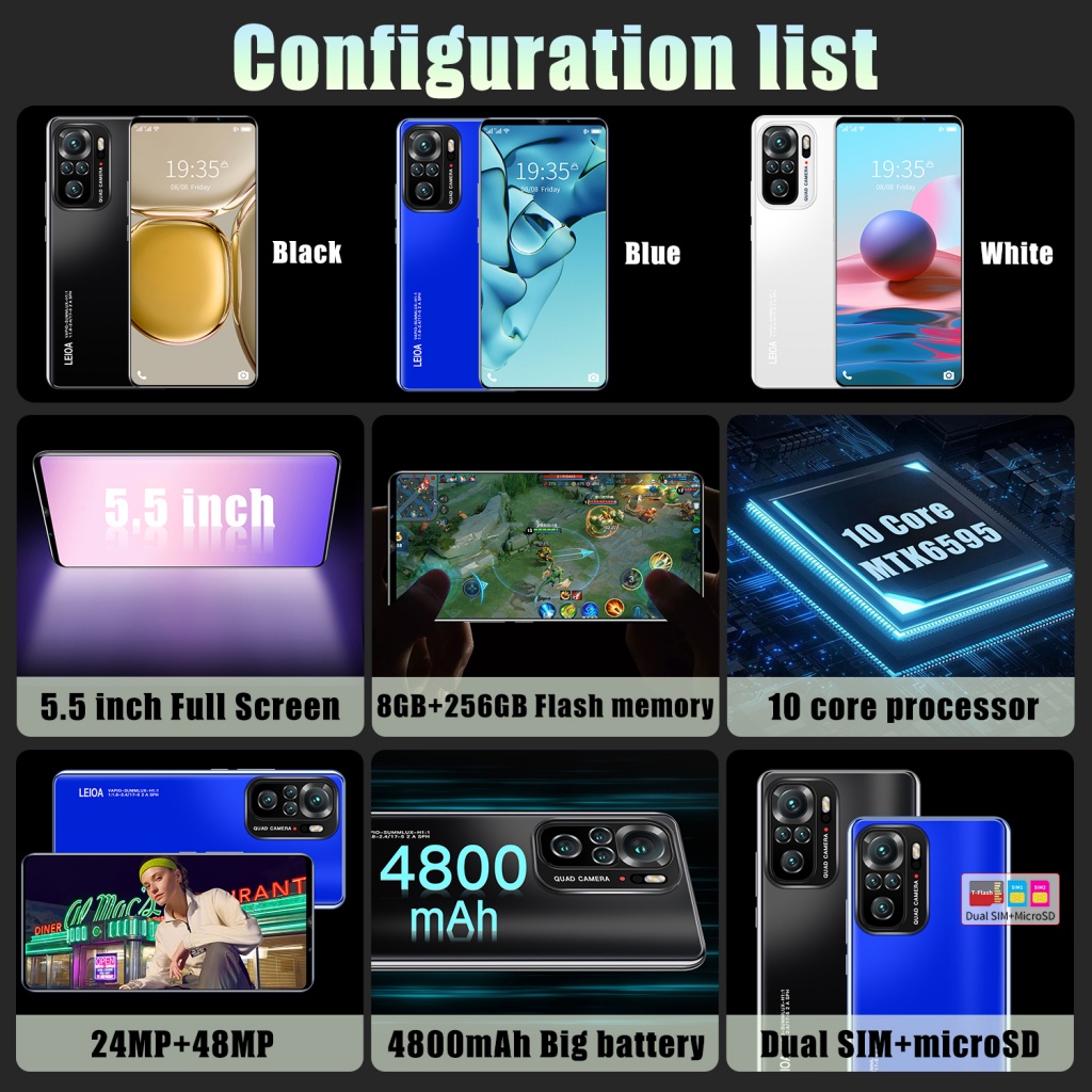 Mới tinh di động điện thoại di động Note10 PRO Tín hiệu 5G 6GB + 128GB Hai SIM sạc nhanh điện thoại rẻ tiền cod