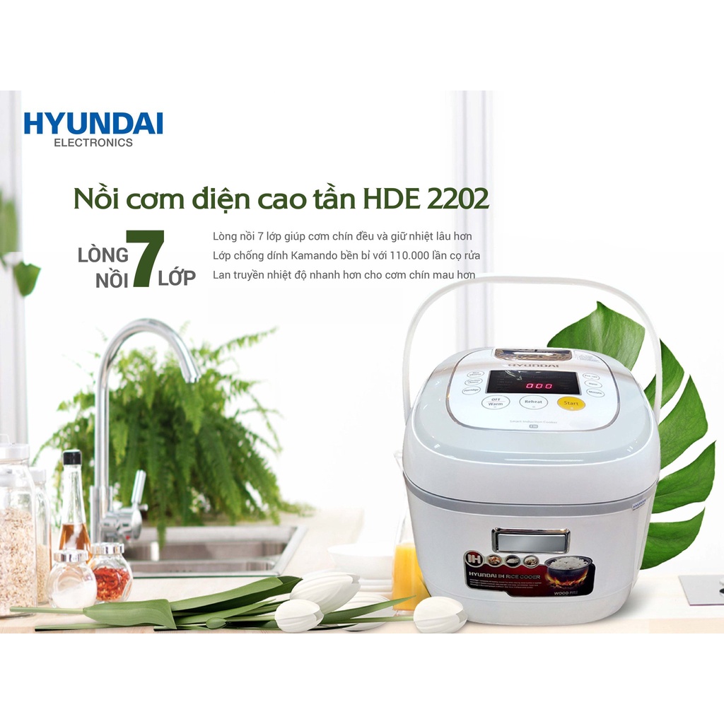 Nồi Cơm Điện Cao Tần, Nồi Đa Năng Huyndai 1,5 Lít Nấu Chậm Nấu Nhanh Nấu Cháo Ninh Hầm Làm Bánh