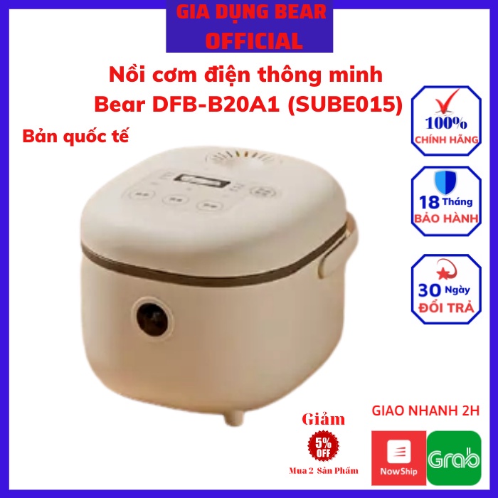 Nồi cơm điện thông minh Bear 2L, Nồi nấu cơm đa năng cao cấp, gồm 8 chế độ nấu lõi nồi 5 lớp chống dính giữ nhiệt