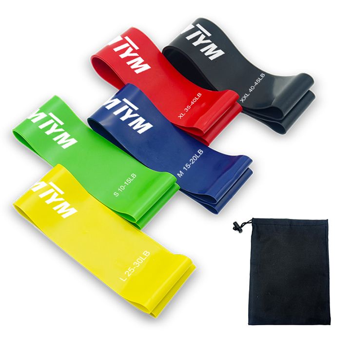 Dây kháng lực tập gym mini band, dây tập đa năng tay chân mông đùi tại nhà Tym Tym Mini Band ( bộ 5 dây)