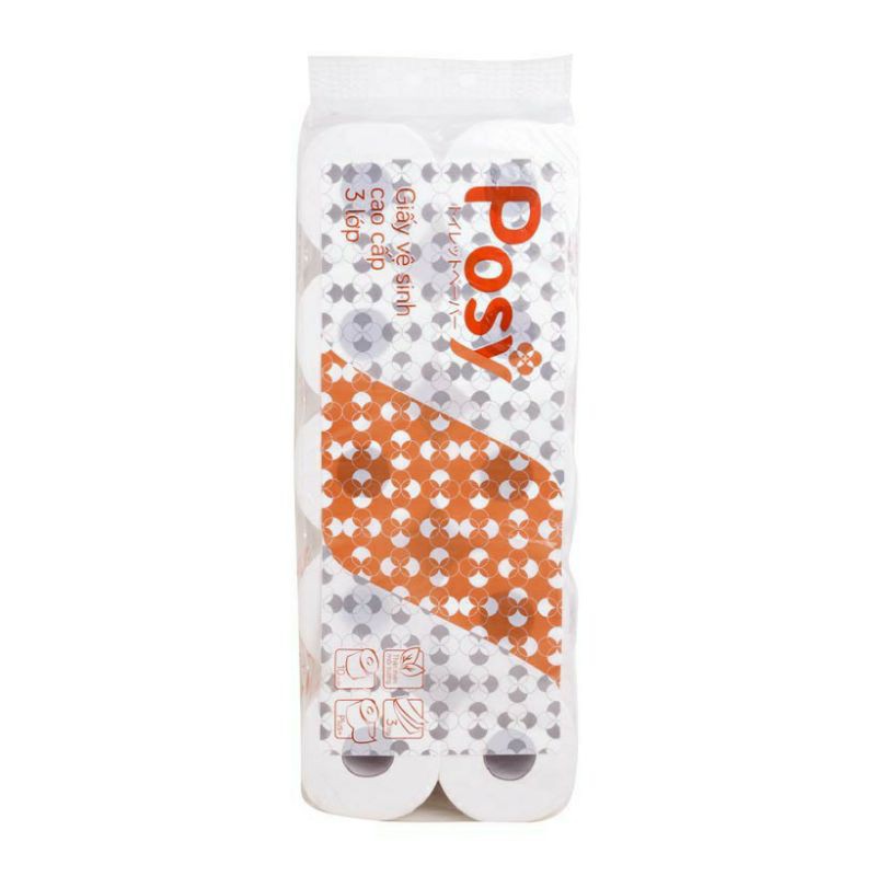 GIẤY VỆ SINH POSY 10 CUỘN 3 LỚP CÓ LÕI