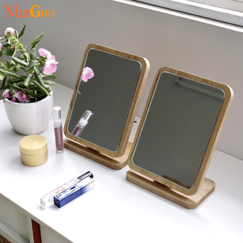 Gương Soi Để Bàn Trang Điểm Gỗ NHAGOO
