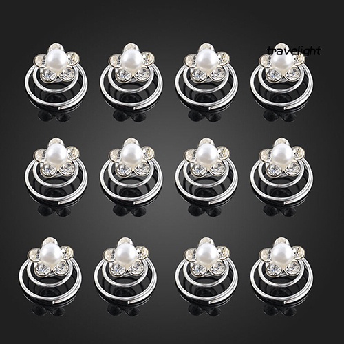 Set 12 Trâm Cài Tóc Dạng Xoắn Ốc Đính Đá Sang Trọng Cho Cô Dâu