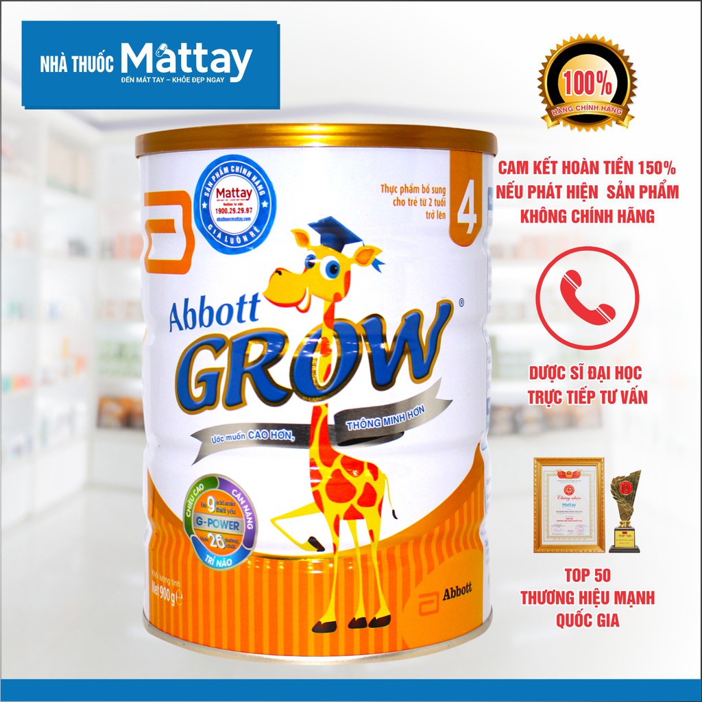 ✅  Sữa Bột Abbott Grow Gold 4 (Dùng Cho Trẻ Từ 2 Tuổi Trở Lên) - USA - Lon 900g - Giúp Bé Cao Lớn, Thông Minh  [Date xa]