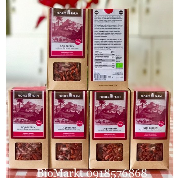 (Flores Farm) Kỳ tử Hữu cơ Goji Beeren 250g