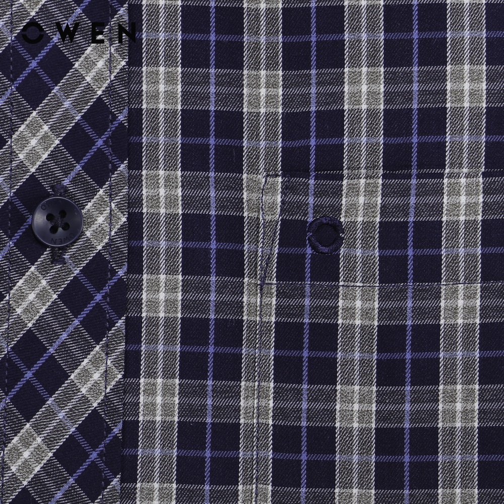 Áo sơ mi Nam dài tay Owen Regular Fit Bamboo Navy trắng  - AR220894DT