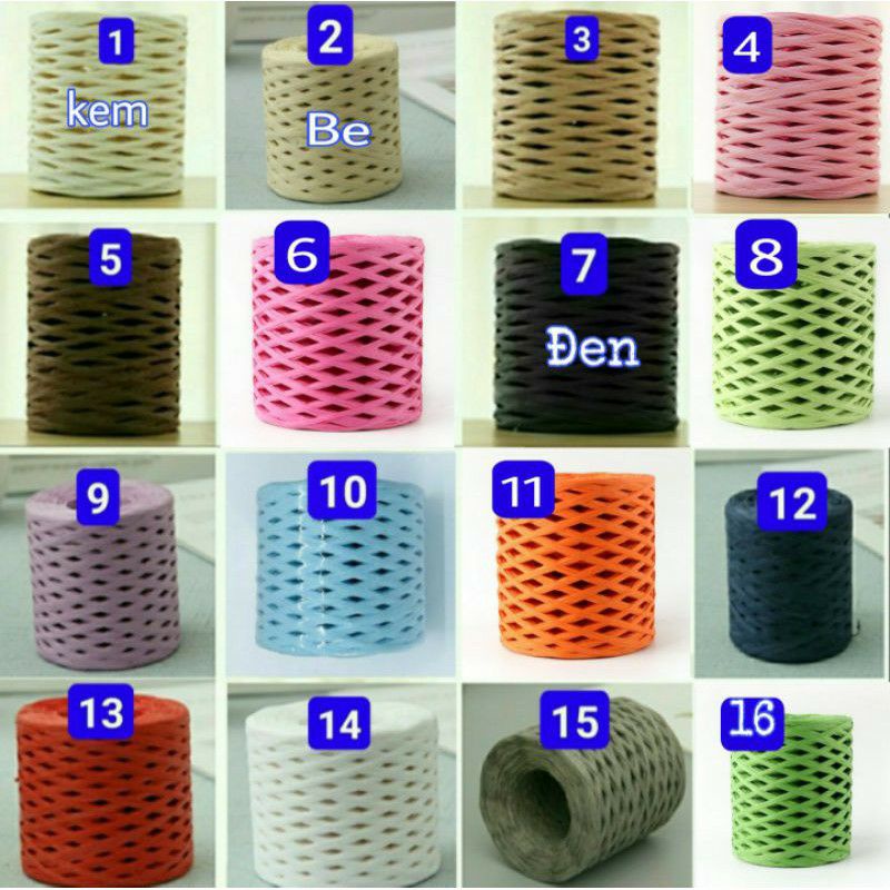 21 Cuộn Sợi cọ Raffia Natural móc mũ đi biển[Ib Chọn Màu ]