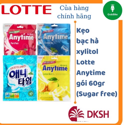 Combo 3  gói (4 vị) Kẹo bạc hà xylitol Lotte Anytime 60gr (Sugar free)-[FREE SHIP] TỪ ĐƠN 50K, [Loại Đặc Biệt]