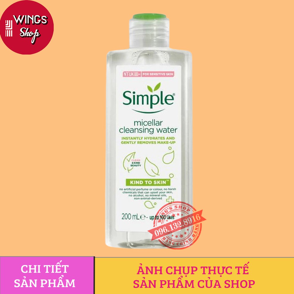 Nước Tẩy Trang Dịu Nhẹ Simple Kind To Skin Micellar Water 200ml