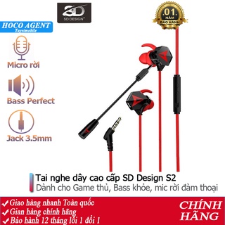 Tai nghe nhét tai SD - S2 dành cho Game thủ, mic rời, nghe cực hay, dây dài 1.2m - Chính hãng