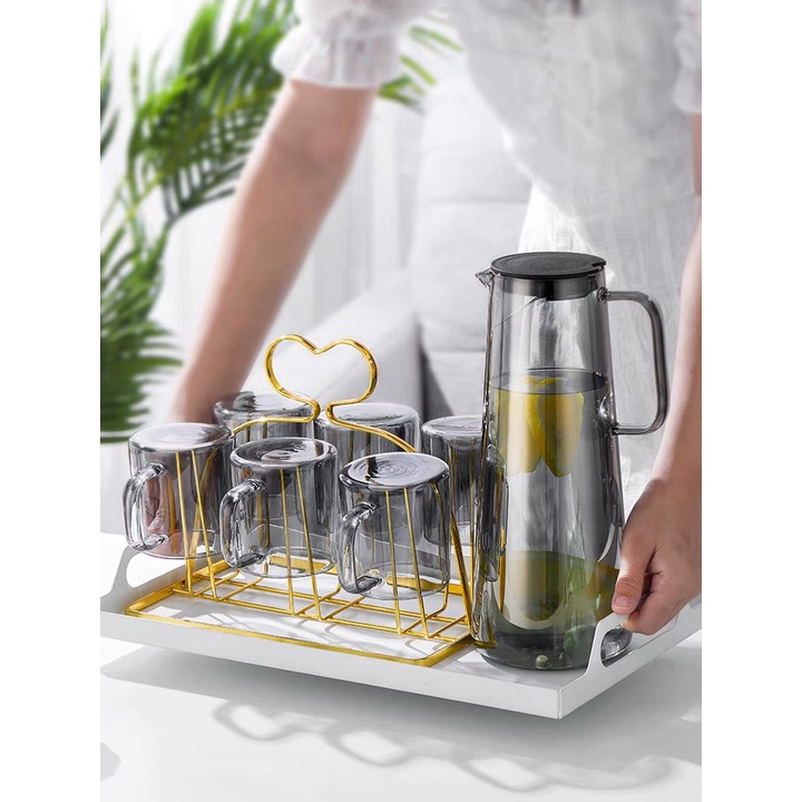 Cốc sinh tố, ly nước thủy tinh màu có quai p/c Bắc Âu - Thủy tinh chịu nhiệt không chì Borosilicate
