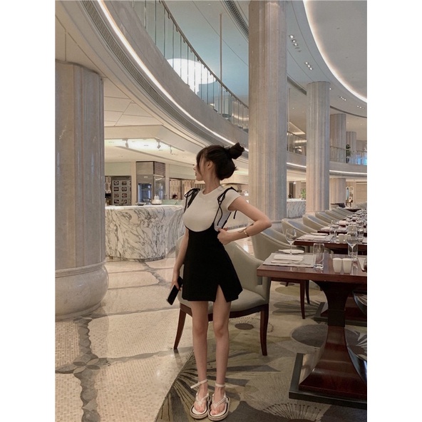 Set áo phối chân váy yếm Ulzzang