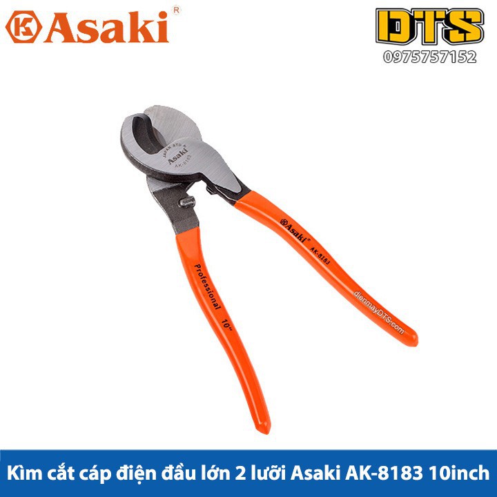 Kìm cắt cáp điện đồng, nhôm đầu bé/đầu lớn 2 lưỡi kỹ thuật Asaki 6inh, 8inch, 10inch giocongcu