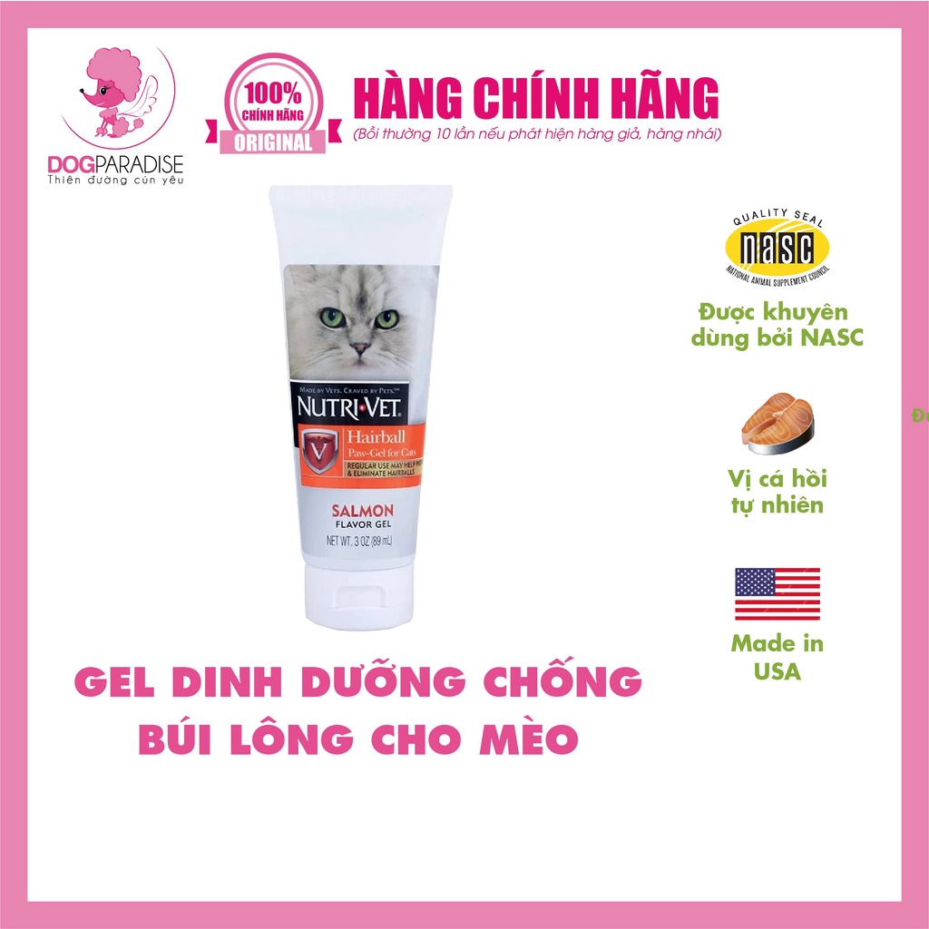 Gel dinh dưỡng chống búi lông cho mèo vị cá hồi Nutri Vet - Dog Paradise