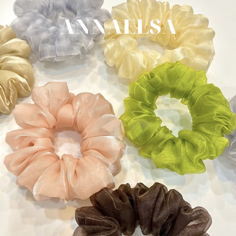 ANNAELSA Dây Cột Tóc - Scrunchies Vải Voan Màu Sắc Dễ Thương S013