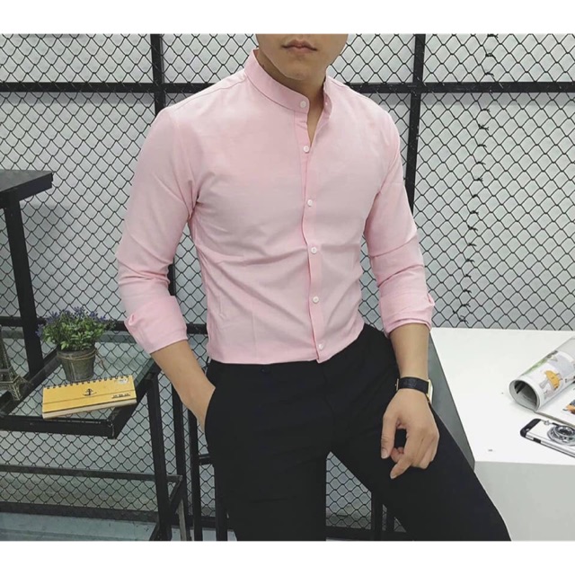 Áo sơ mi cổ trụ body zara