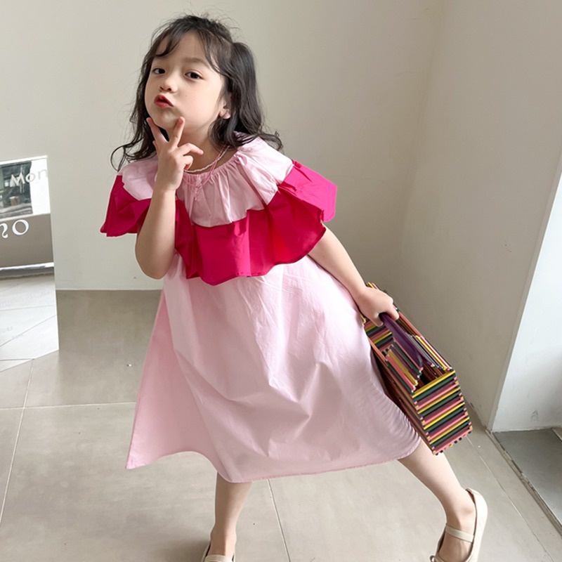 Đầm Công Chúa Không Tay Màu Trơn Nhấn Eo Thời Trang Mùa Hè Hàn Quốc Cho Bé Gái