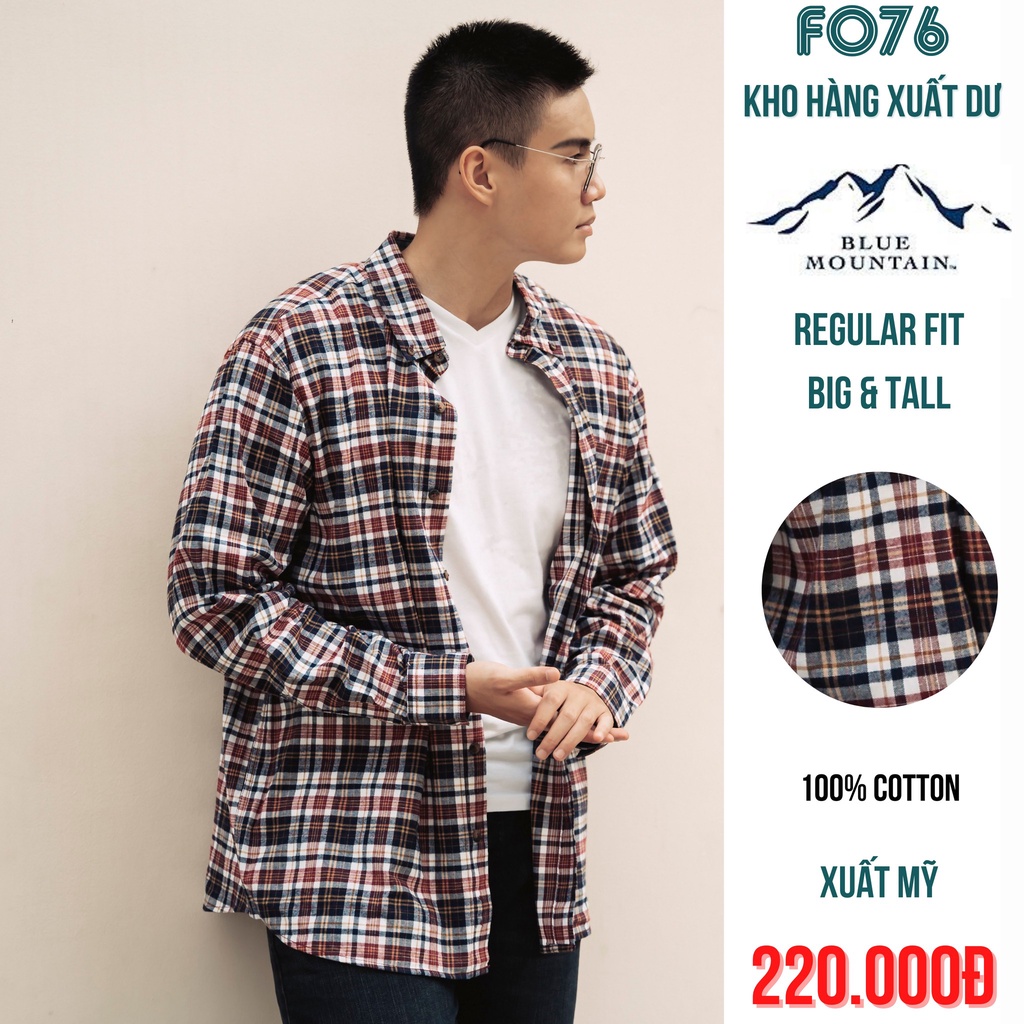 ÁO SƠ MI NAM TAY DÀI XUẤT DƯ BLUE MOUNTAIN COTTON SỌC -FO76 SHOP