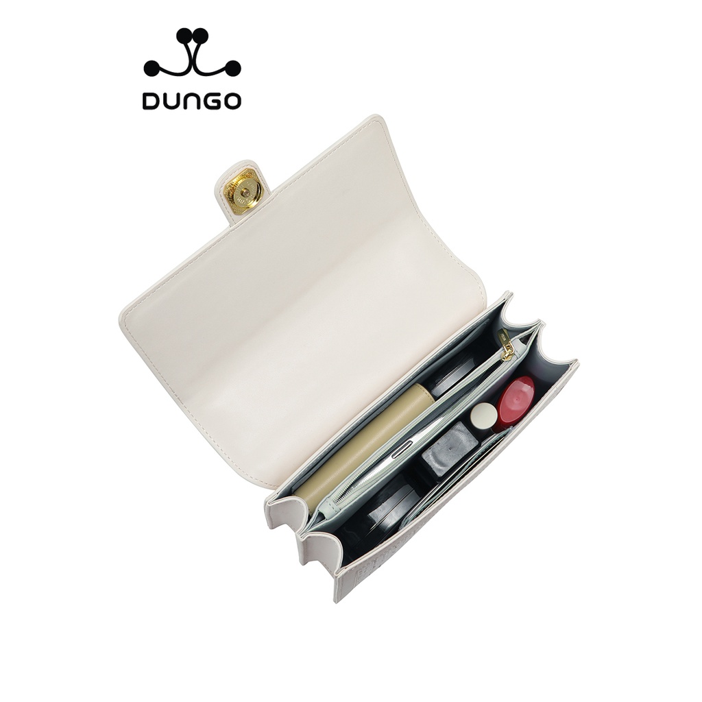 Túi Xách NUCELLE Tweed Trắng/ Xanh Khóa Hoa NU1171994