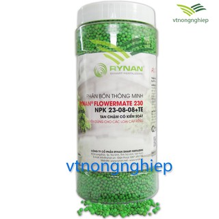 Rynan 230, phân bón thông minh RYNAN FLOWERMATE 230, npk 23-08-08+TE - lọ 1250(g), chuyên dùng cho cây kiểng, hoa lan