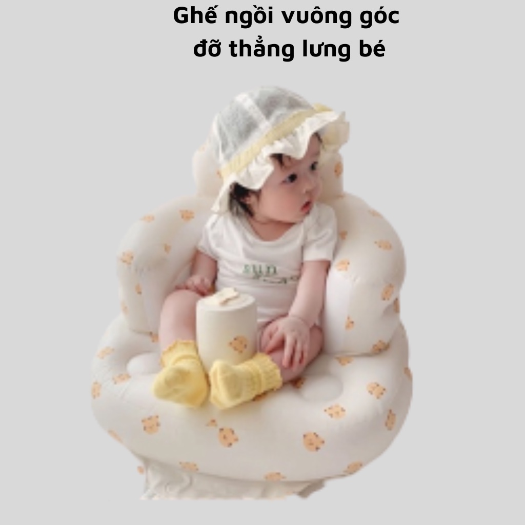 Ghế tập ngồi cho bé Bơm Hơi Tự Động Chống Ngã Cao Cấp, Ghế Hơi Tập Ngồi Phong Cách Hàn Quốc
