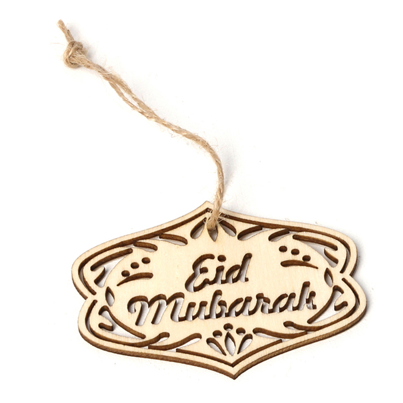 Set 10 Mặt Gỗ Khắc Chữ Eid Mubarak Trang Trí