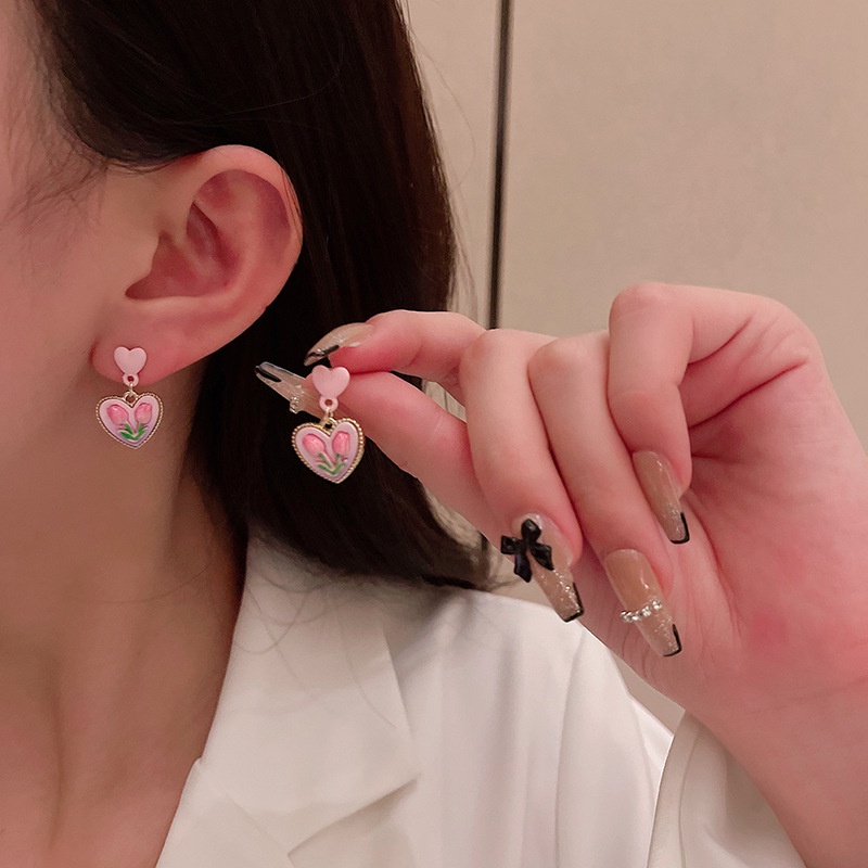 Bông Tai Mạ Bạc 925 Hình Hoa Tulip Phong Cách Mới Thời Trang Xuân Hè 2022