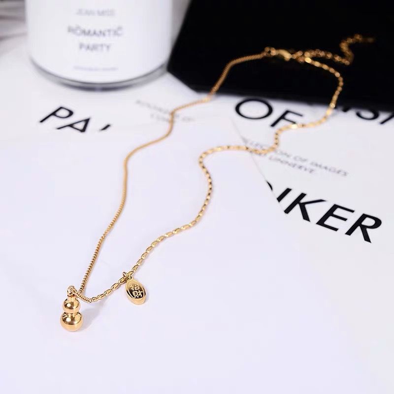 Dây Chuyền Thép Titan Mạ Vàng 18K Thiết Kế Đơn Giản Sang Trọng Cho Nữ