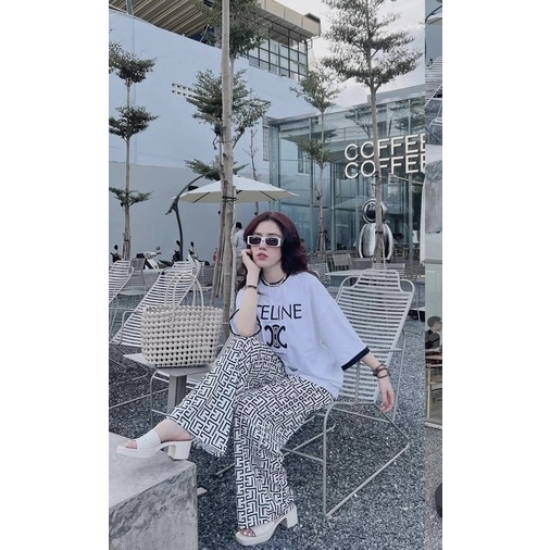 [ 𝐅𝐑𝐄𝐄 𝐒𝐇𝐈𝐏 ]  SÉT BỘ C QUẦN HỌA TIẾT CHỮ ỐNG RỘNG SIÊU CÁ TÍNH