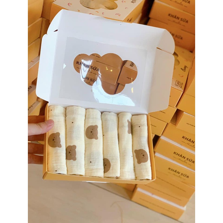 Set 6 Khăn sữa muslin Bunny 2 lớp dày dặn, mịn và kháng khuẩn