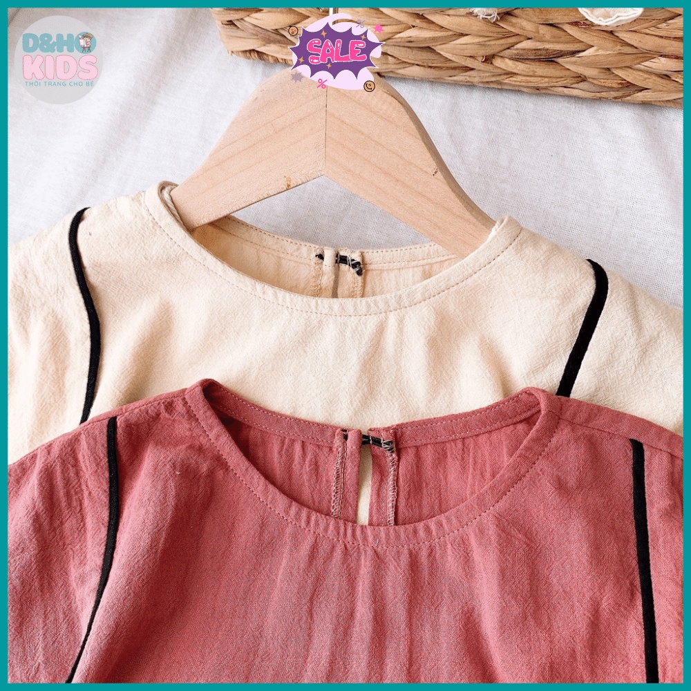 Bộ Quần áo bé trai be lé vai đen, Bộ đồ bé trai hàn quốc Áo Quần Vải Thô muji