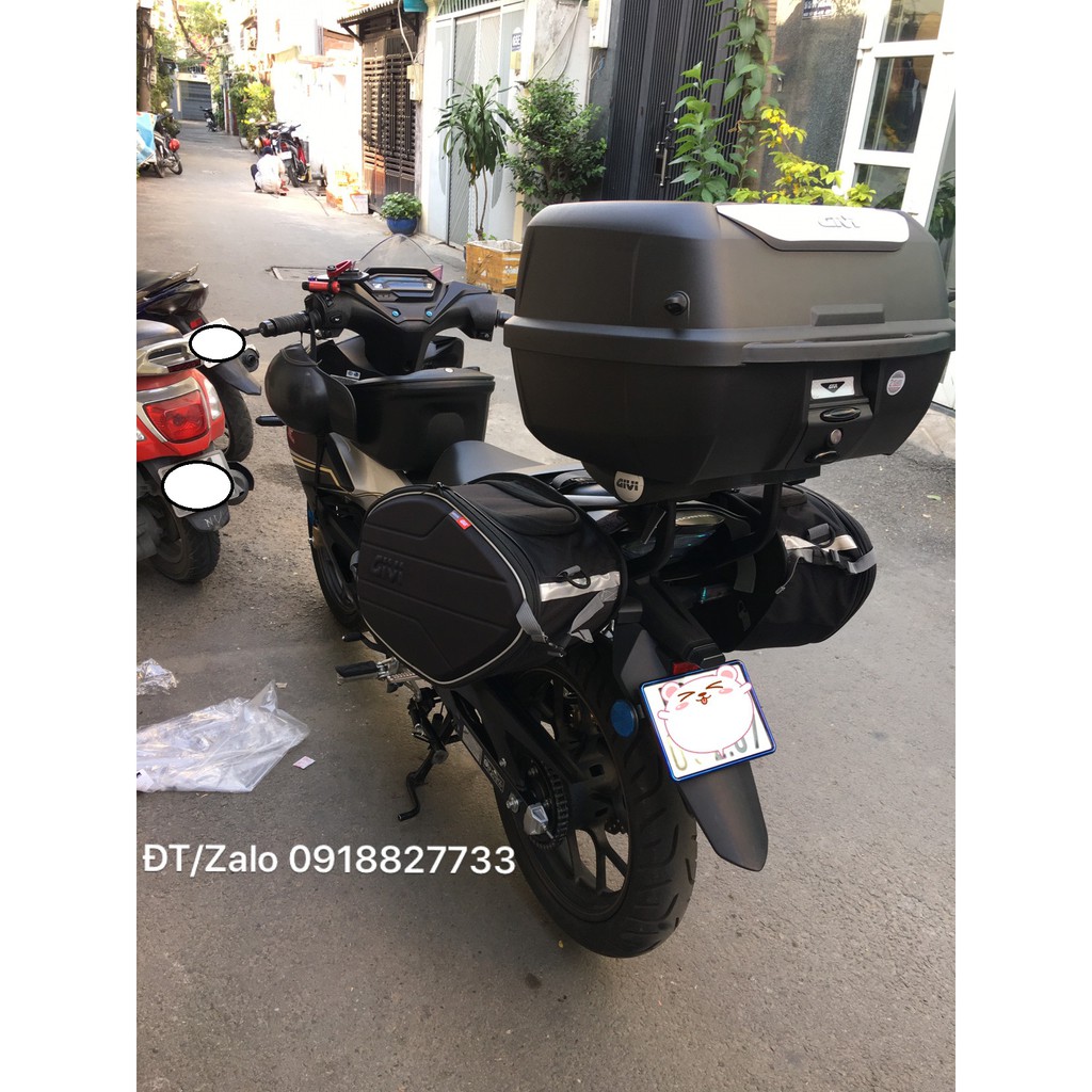 Combo thùng xe Winner X, thùng Givi E43NTL_ADV, baga HRV Winner X, thùng giữa Givi G12N và túi cặp hông Givi EA101B