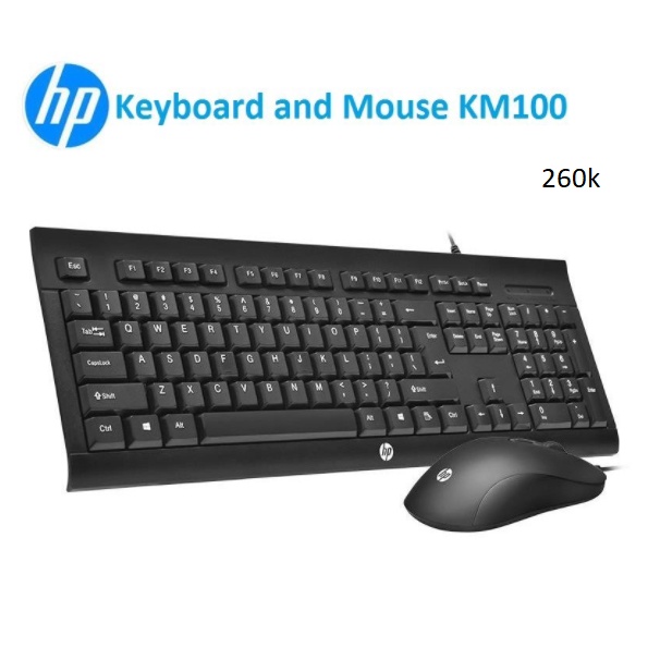 Bàn Phím Chuyên Văn Phòng Combo Phím Chuột HP KM100 Black USB Chính hãng