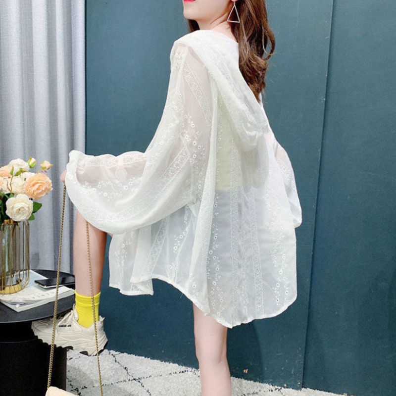 Áo Khoác Cardigan Tay Dài Có Mũ Trùm Đầu Chất Liệu Mỏng Nhẹ Thời Trang Mùa Hè Cho Nữ