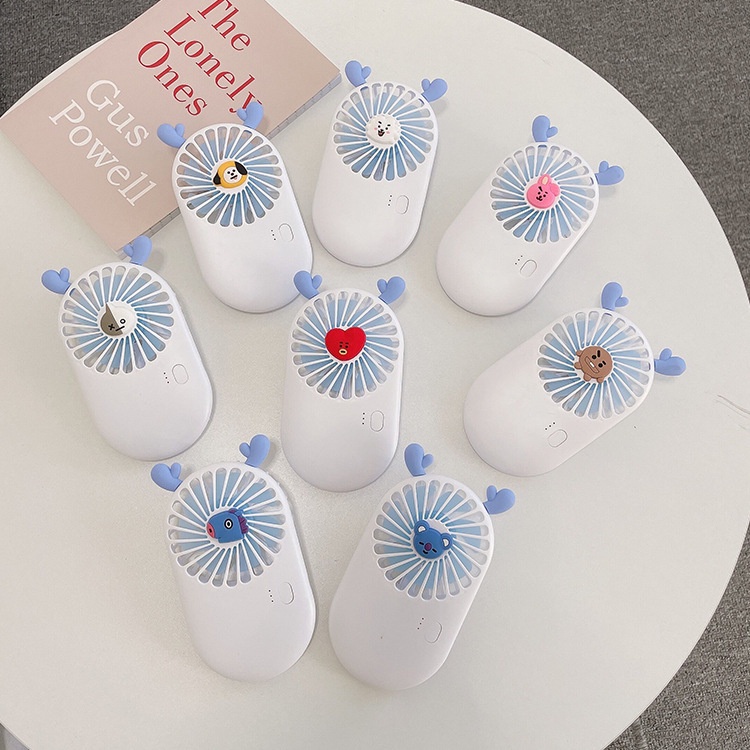 Quạt Cầm Tay Mini Họa Tiết Hoạt Hình Nhóm Nhạc KPOP BTS TATA COOKY CHIMMY Hàng Mới Về