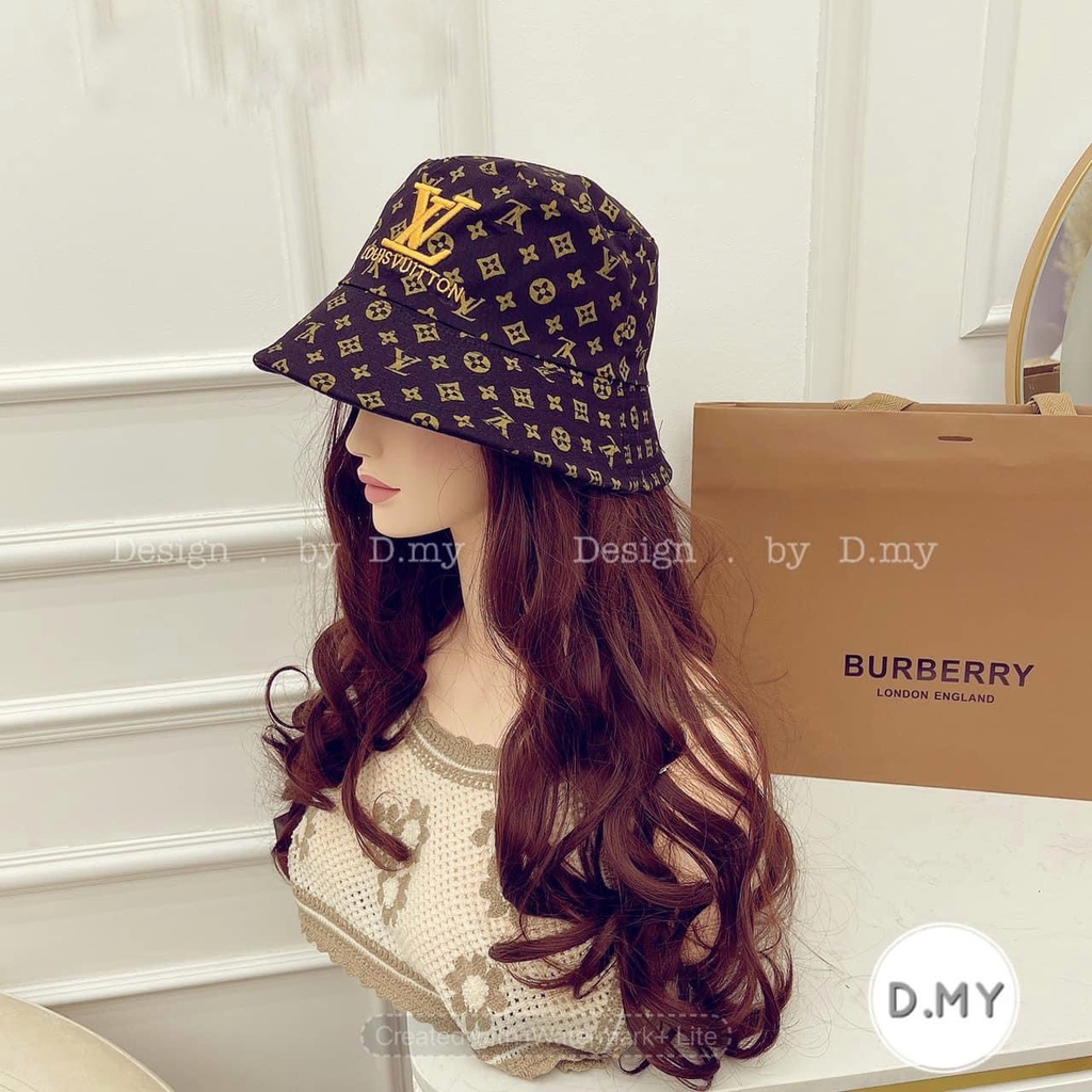 Nón thời trang, mũ Bucket vành tròn LV vải Kaki đẹp chuẩn thời trang hàn