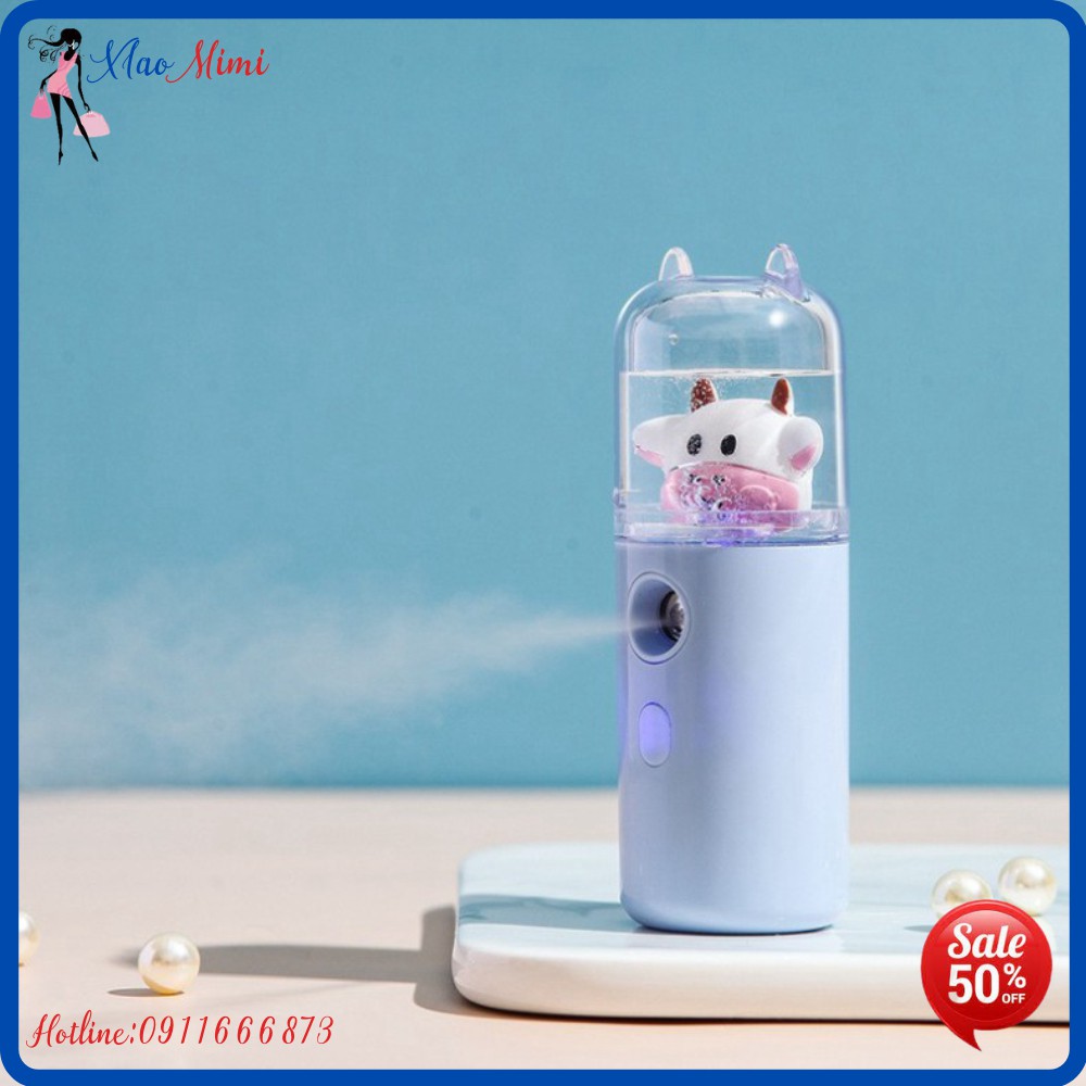 (HOTTREND 2021) Máy Cầm Tay Phun Sương Mini Hình Bò Sữa - Tích Điện Phun Sương Hơi Nước Tạo Ẩm (Hot)