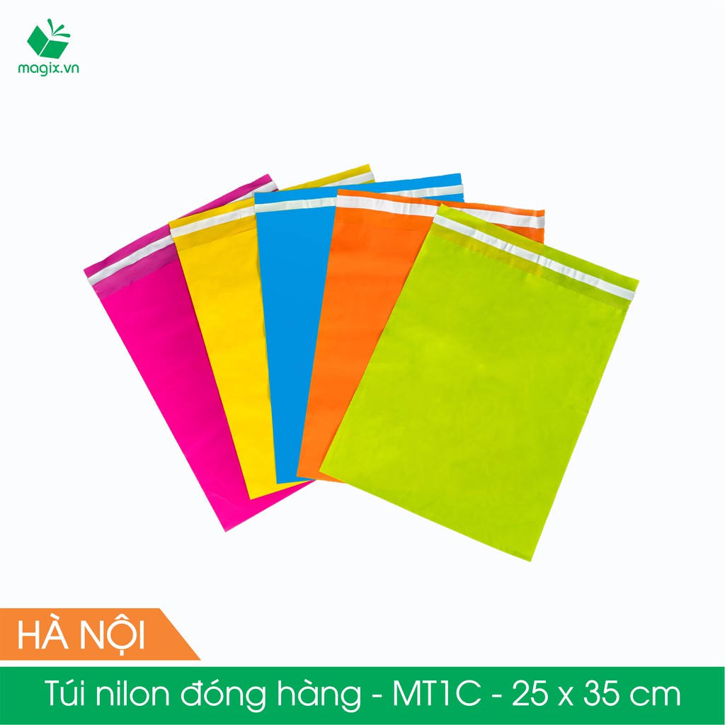 MT1C - 25x35 cm - Túi nilon gói hàng - 100 túi niêm phong đóng hàng màu cam