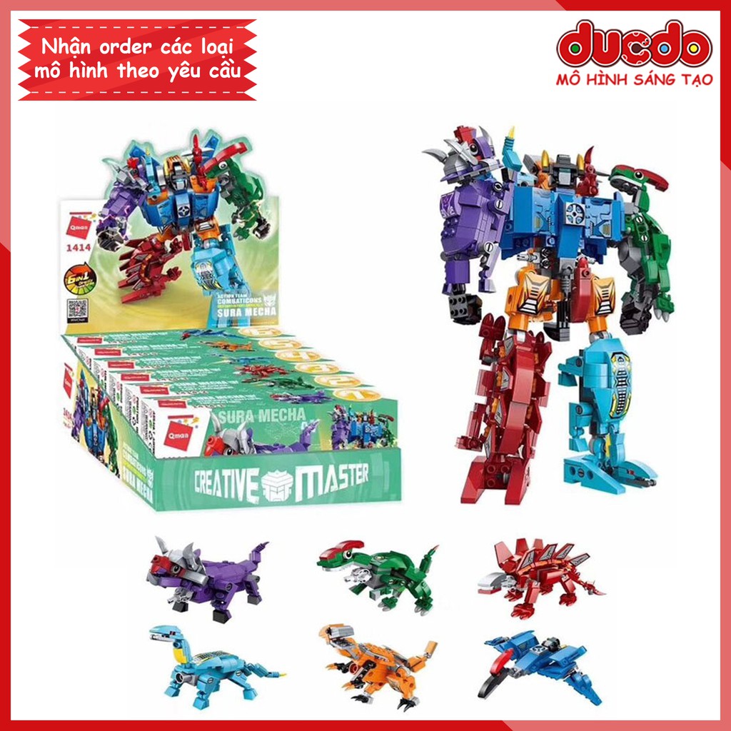 ENLIGHTEN Qman 1414 Lắp ghép Robot Biến Hình khủng long 6 in 1 - Transformers Robot - Đồ chơi Xếp hình Mô hình