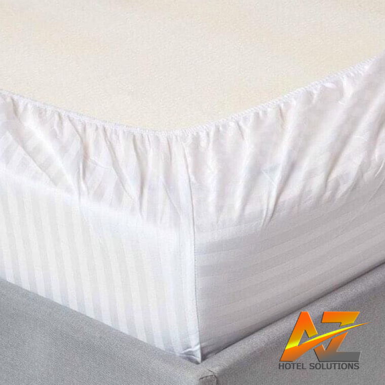 Ga chun vải Poly  kẻ 3cm  màu trắng  giá siêu rẻ cho nhà nghỉ khách sạn