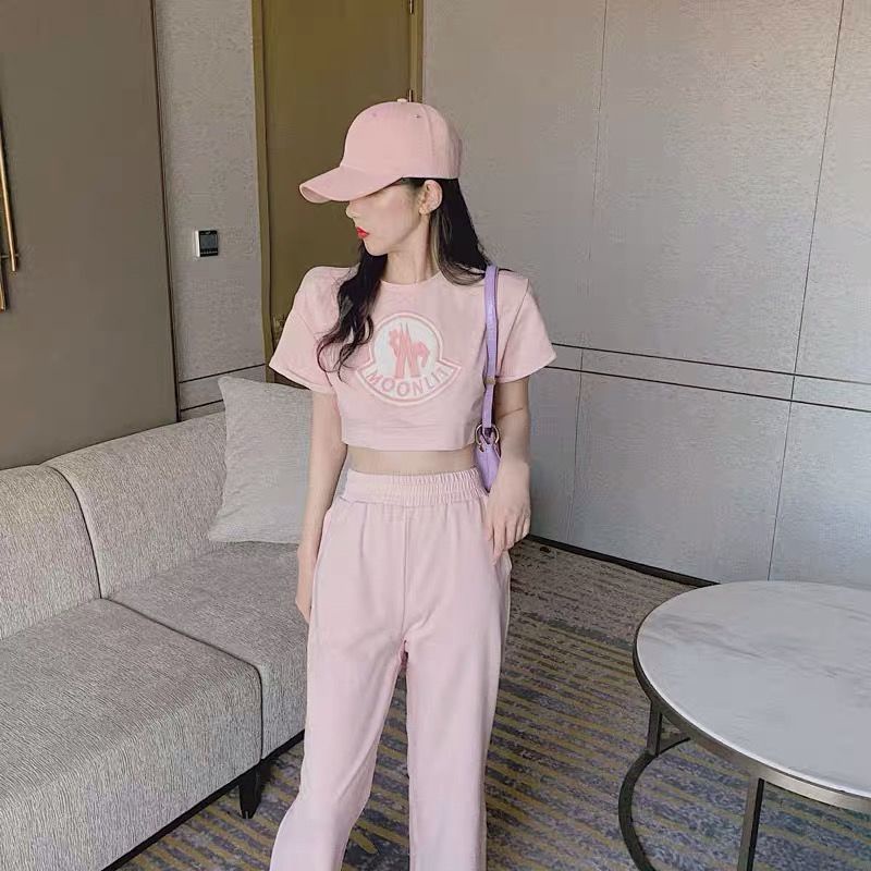 Net red Korean version small man sports suit fashion short T-Shirt Top wide leg shorts summer women's two-piece set