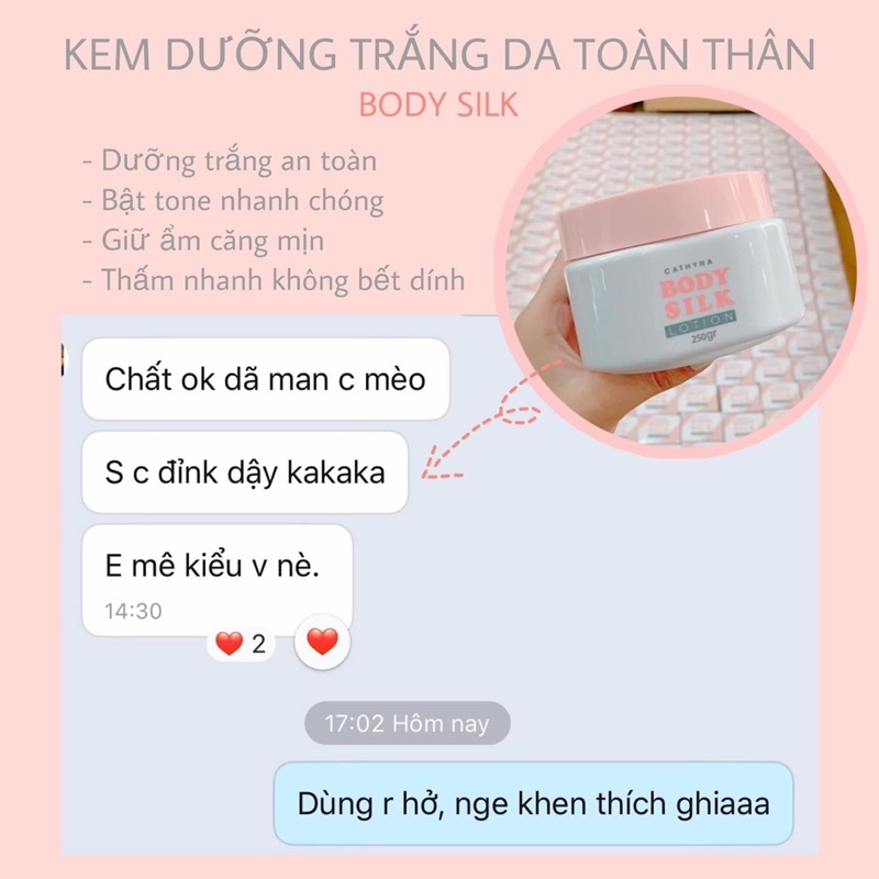 [ Tặng Tẩy TBC] Kem body silk dưỡng trắng Body Silk Cathyna